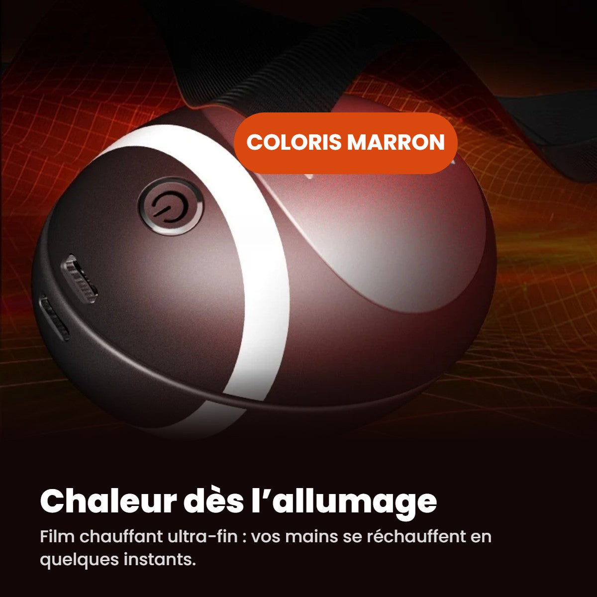 Chauffe-mains rechargeable BATIFLOW coloris marron